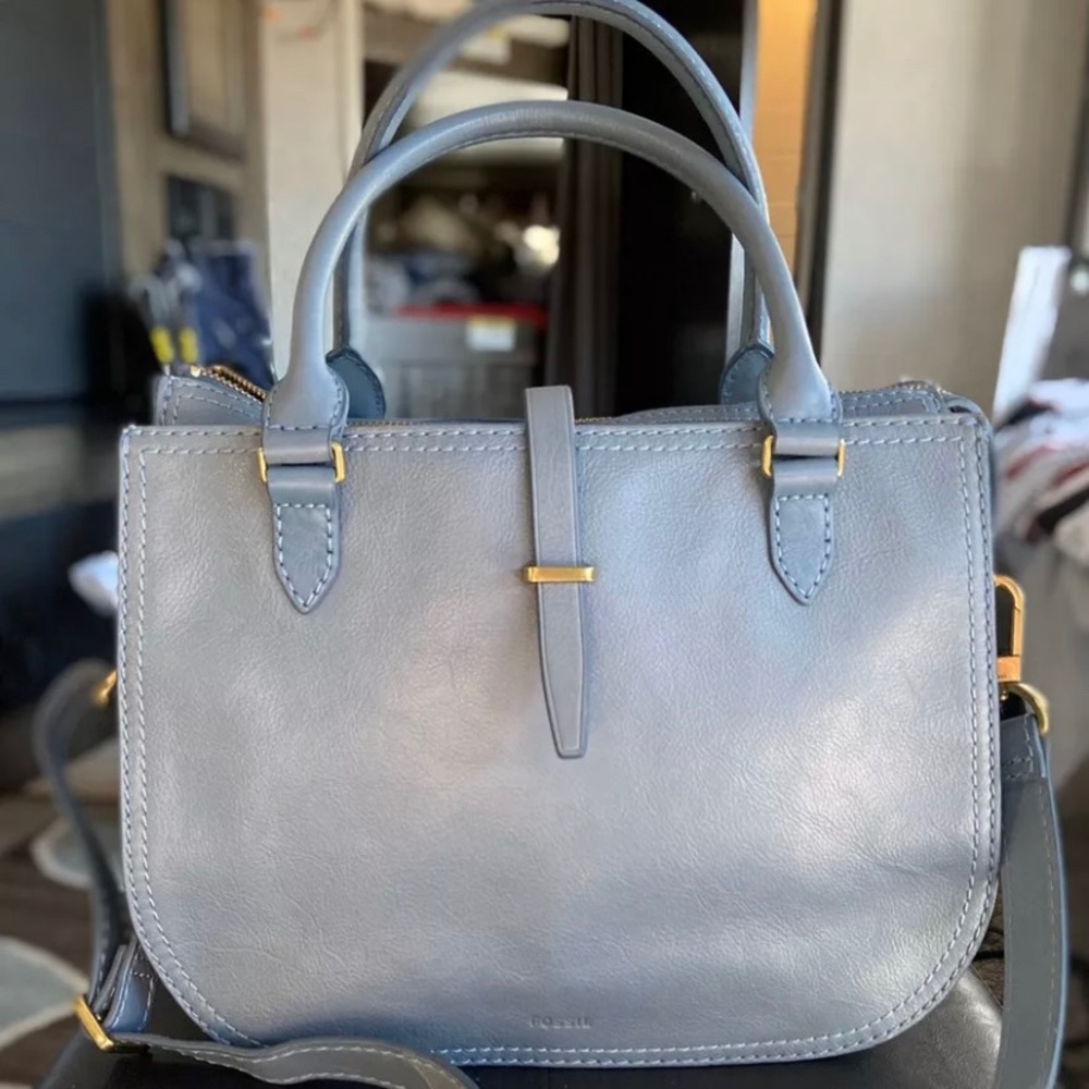 Large Fossil Ryder Satchel Indigo Blue